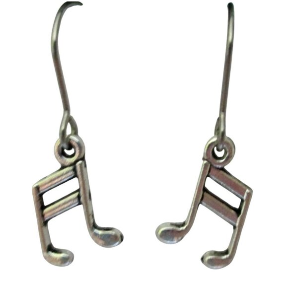 New Music Note Dangle Pierced Earrings Stainless Hooks Musical Musician Jewelry - Picture 1 of 5